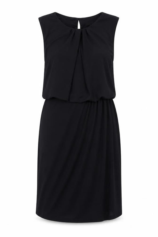 Next Womens Black Polyester A-Line Size 10 Round Neck Button