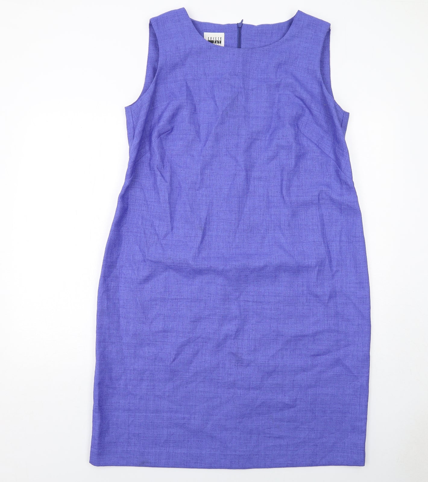 Leslie Fay Womens Blue Polyester A-Line Size 16 Round Neck Zip