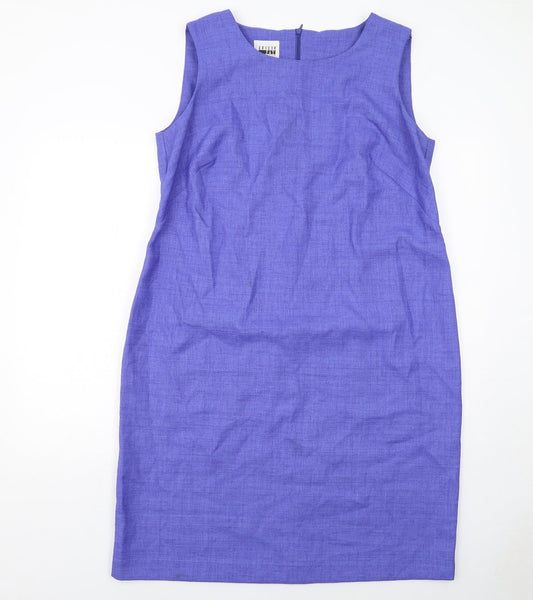 Leslie Fay Womens Blue Polyester A-Line Size 16 Round Neck Zip
