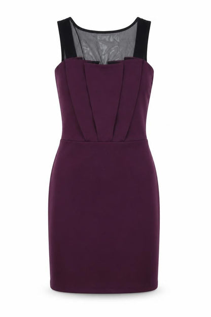 Front view of Miss Selfridge women’s purple polyester shift, size UK 8, square neck pullover