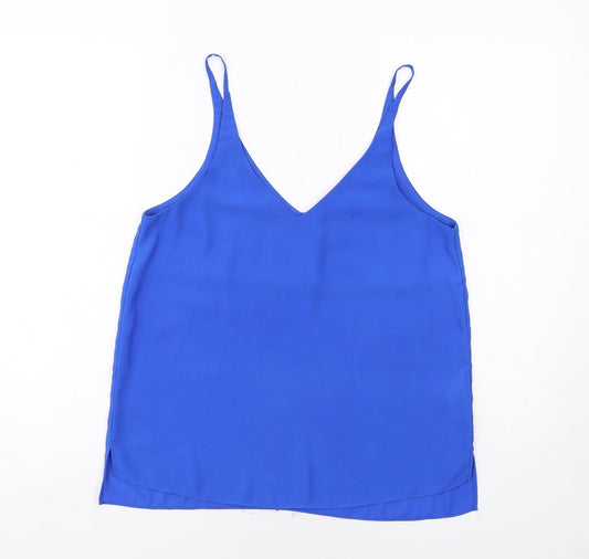 Topshop Womens Blue Polyester Basic Tank Size 10 V-Neck