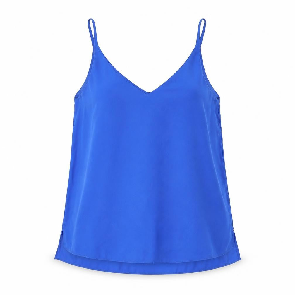 Topshop Womens Blue Polyester Basic Tank Size 10 V-Neck