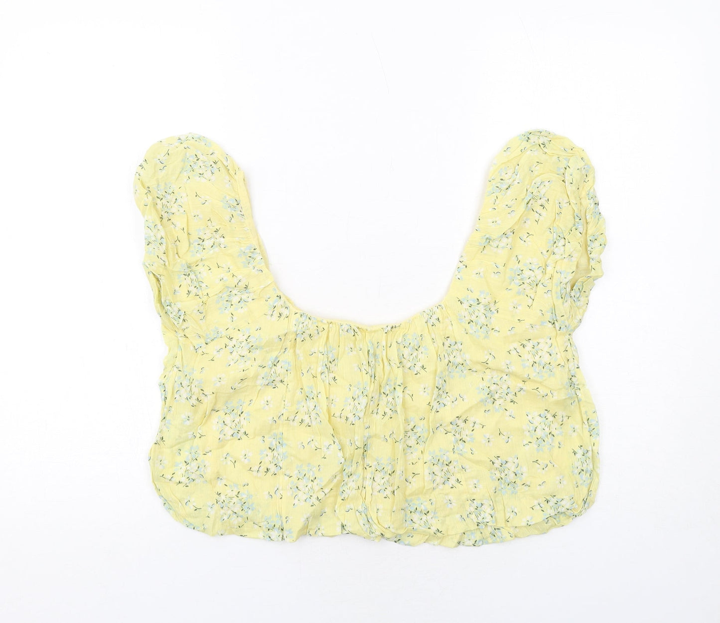 ASOS Womens Yellow Floral Cotton Cropped Tank Size 10 Round Neck