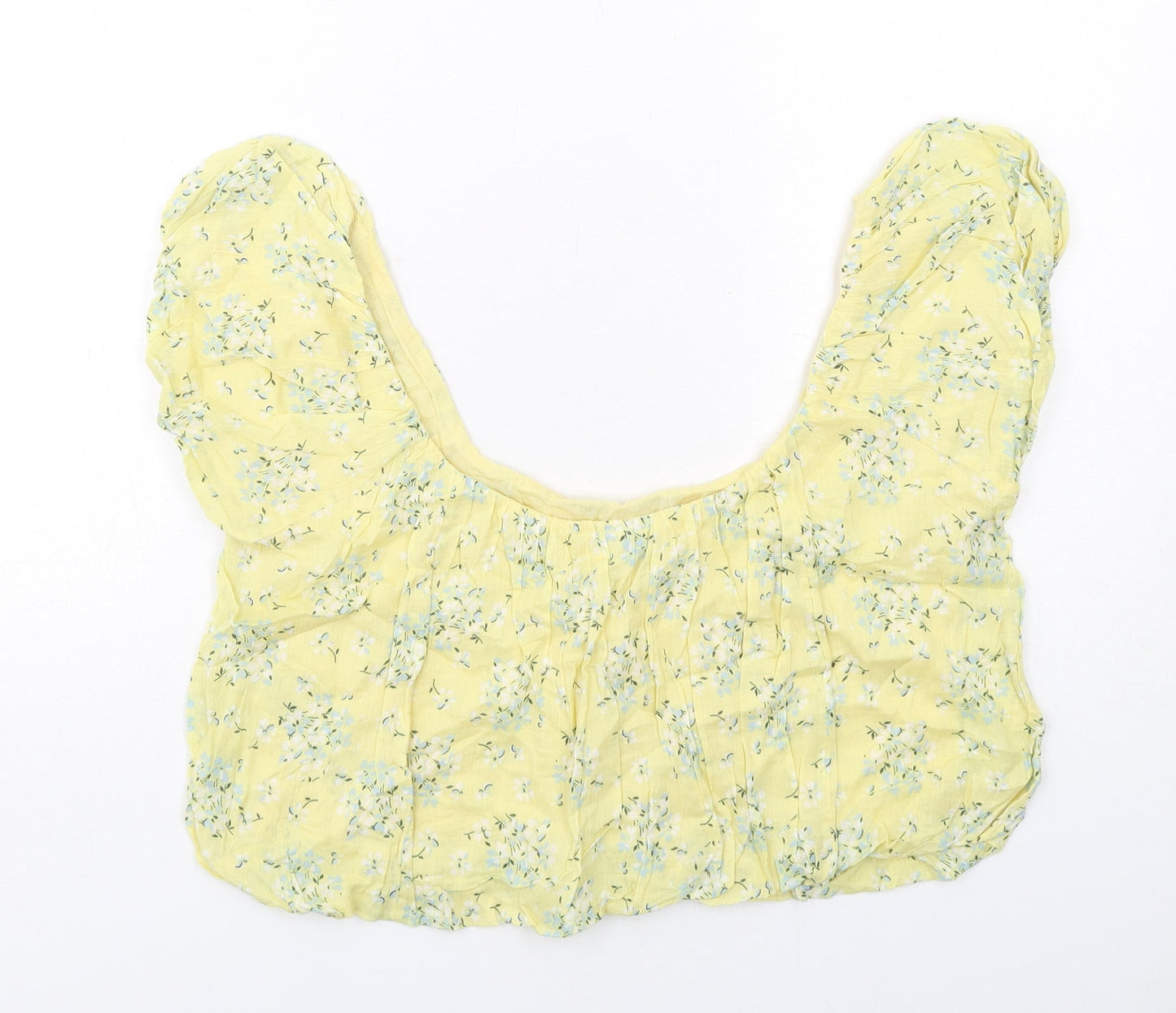 ASOS Womens Yellow Floral Cotton Cropped Tank Size 10 Round Neck