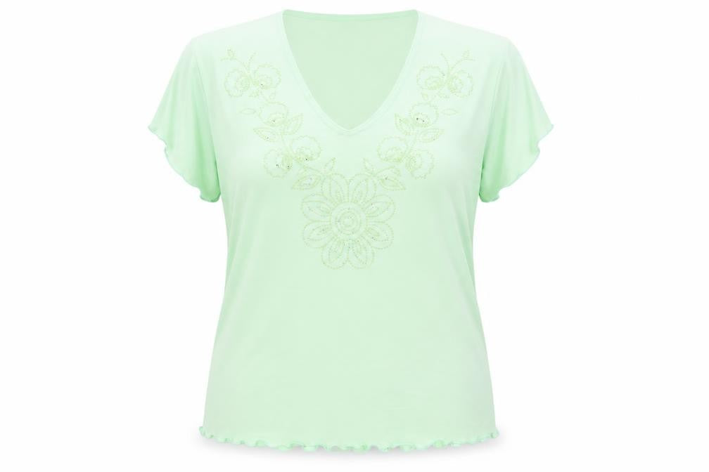 La Rochelle Womens Green Polyester Basic Blouse Size XL V-Neck