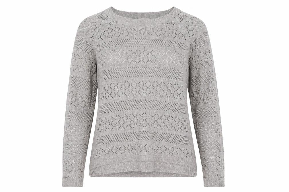 Monsoon Womens Grey Round Neck Geometric Acrylic Pullover Jumper Size L