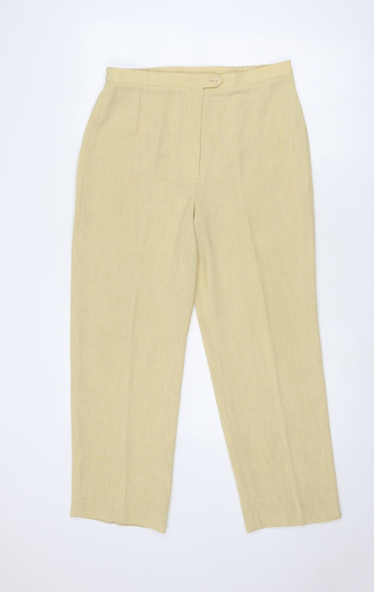 Libra Womens Yellow Polyester Trousers Size 12 Regular Zip