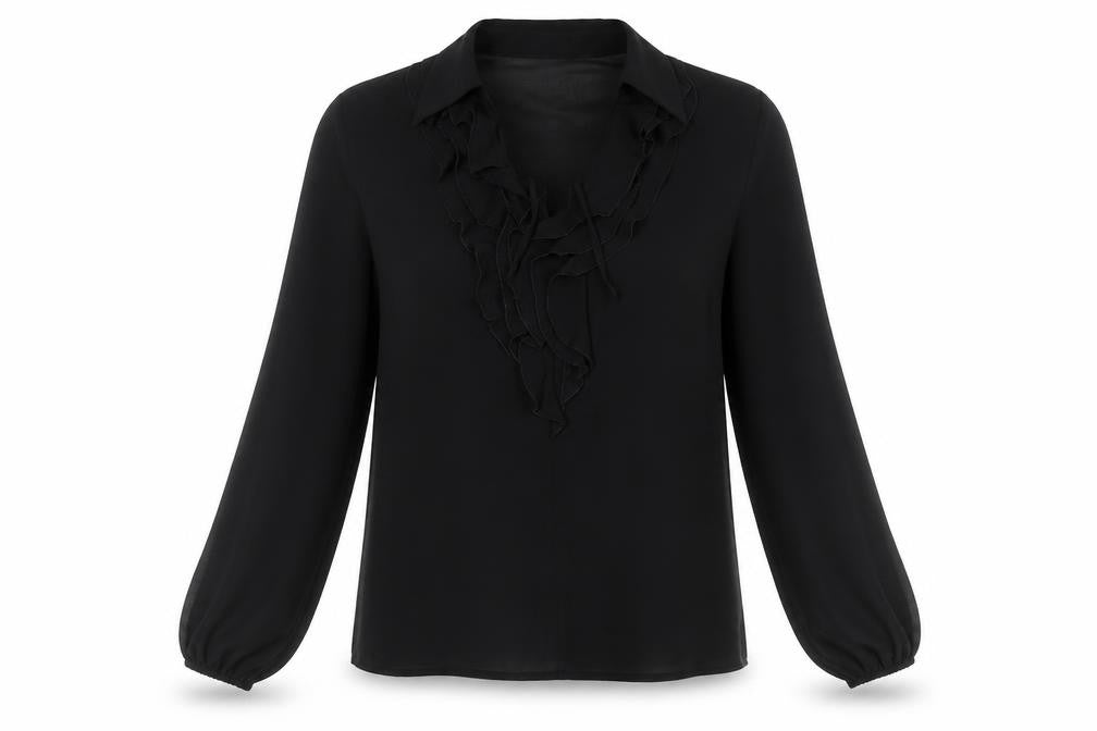 Boohoo Womens Black Polyester Basic Blouse Size 12 V-Neck