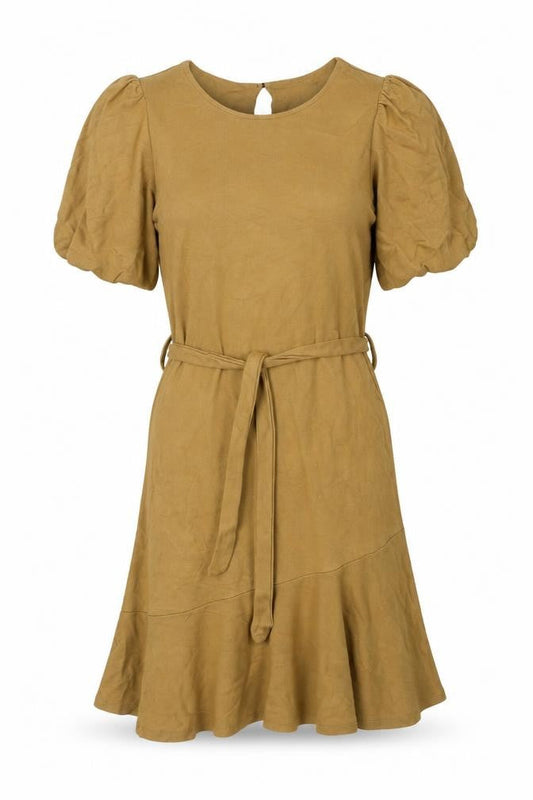 Next Womens Brown Viscose Skater Dress Size 12 Round Neck Button