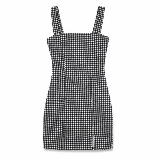 Divided by H&M Womens Black Gingham Polyester Pinafore/Dungaree Dress Size S Square Neck Pullover