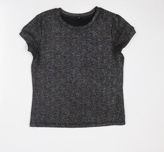 NEXT Womens Black Polyester Basic T-Shirt Size 12 Round Neck