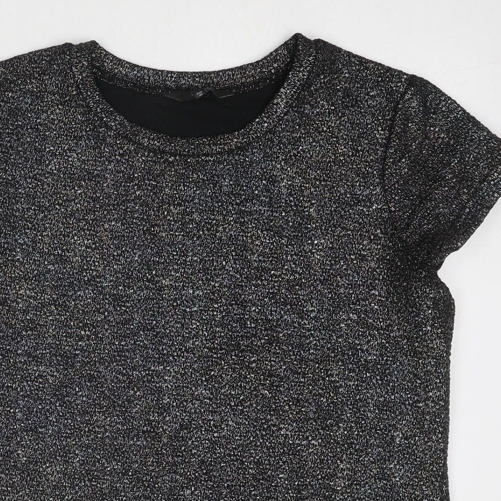 NEXT Womens Black Polyester Basic T-Shirt Size 12 Round Neck