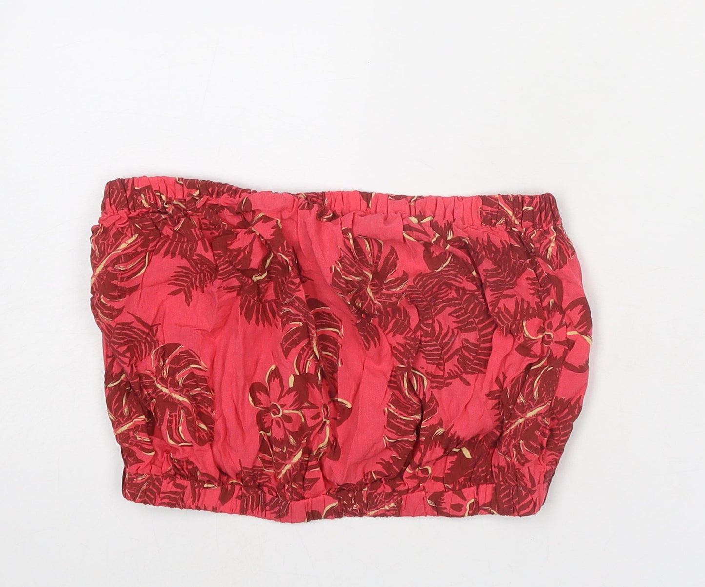 Topshop Womens Pink Floral Viscose Cropped Tank Size 8 Off the Shoulder