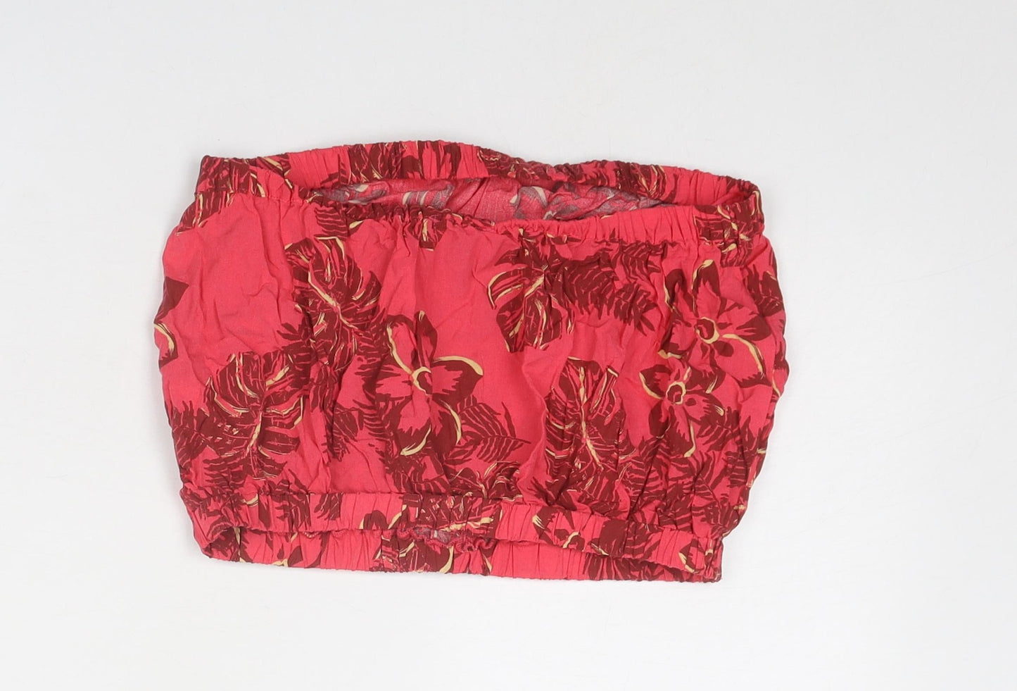 Topshop Womens Pink Floral Viscose Cropped Tank Size 8 Off the Shoulder