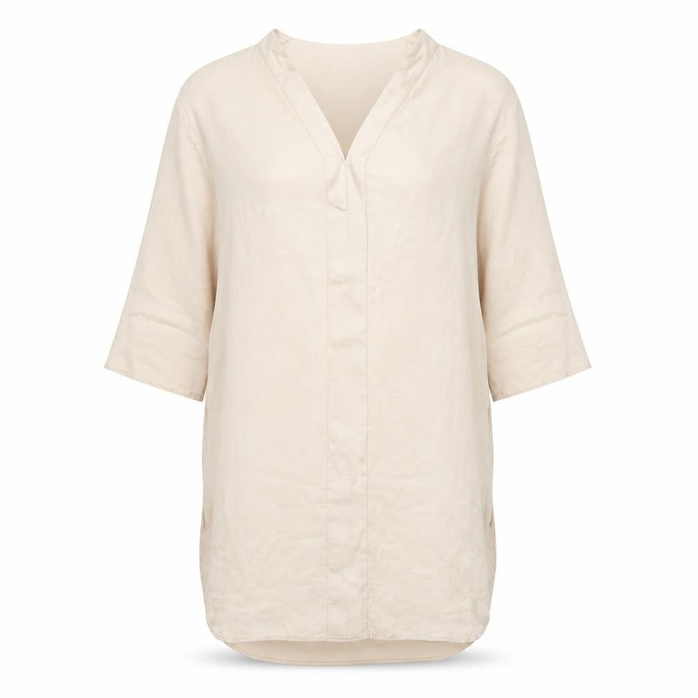 H&M Womens Ivory Polyester Kaftan Size 6 V-Neck Pullover