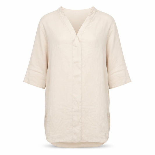 H&M Womens Ivory Polyester Kaftan Size 6 V-Neck Pullover