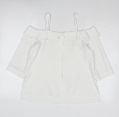 River Island Womens White Polyester Basic Blouse Size 10 Off the Shoulder - Cold Shoulder