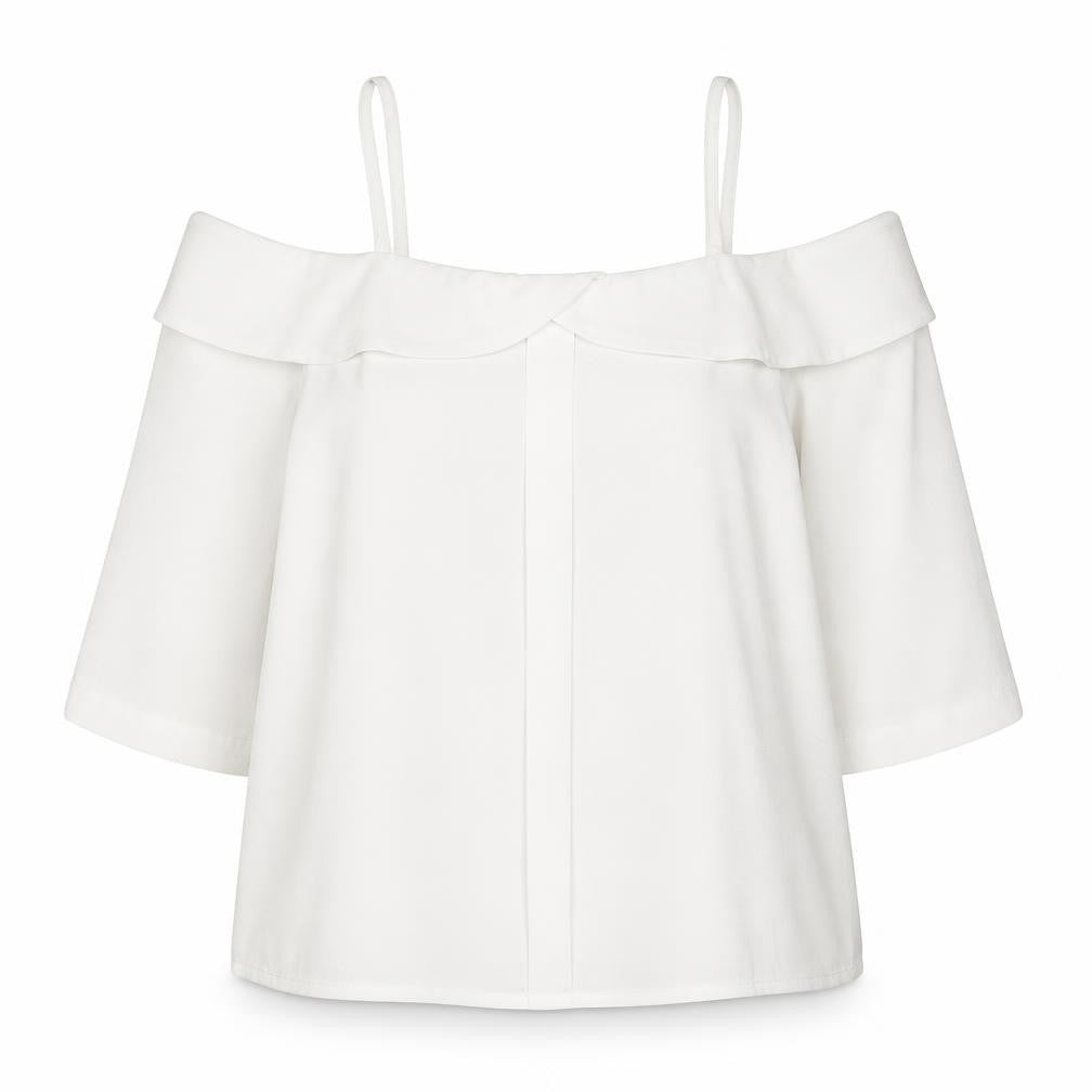 River Island Womens White Polyester Basic Blouse Size 10 Off the Shoulder - Cold Shoulder