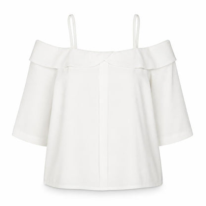 River Island Womens White Polyester Basic Blouse Size 10 Off the Shoulder - Cold Shoulder