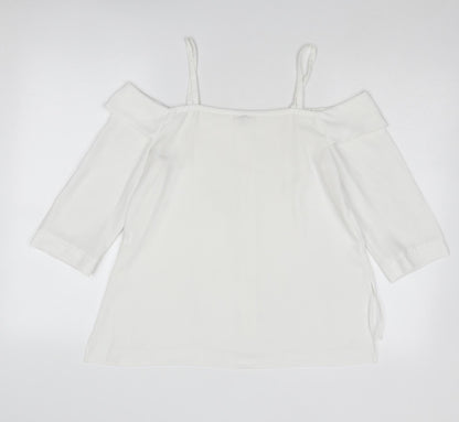 River Island Womens White Polyester Basic Blouse Size 10 Off the Shoulder - Cold Shoulder