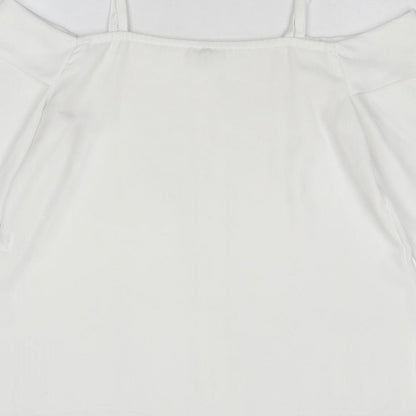 River Island Womens White Polyester Basic Blouse Size 10 Off the Shoulder - Cold Shoulder