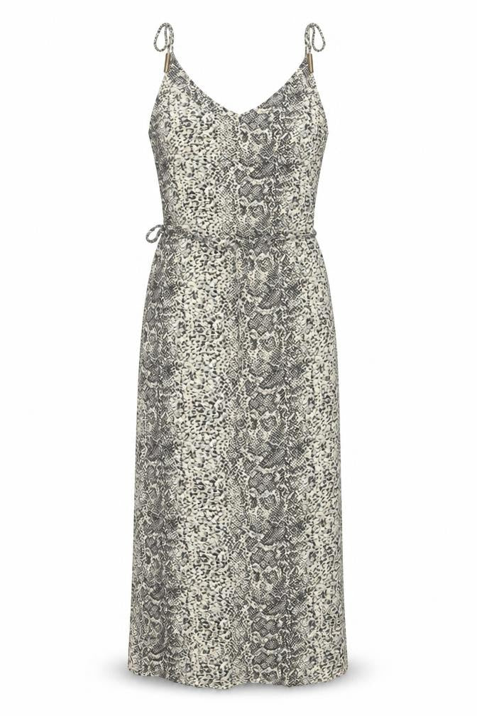 Oasis Womens Beige Animal Print Viscose Slip Dress Size XS V-Neck Pullover - Snakeskin Pattern