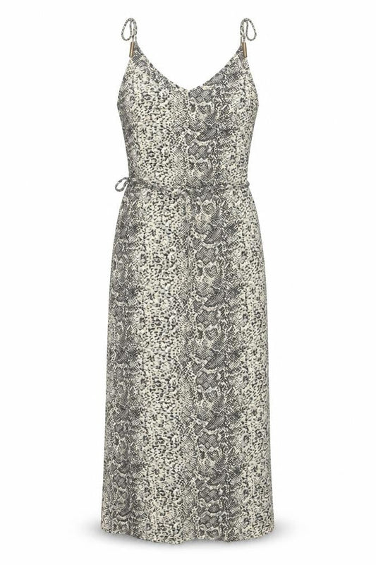 Oasis Womens Beige Animal Print Viscose Slip Dress Size XS V-Neck Pullover - Snakeskin Pattern