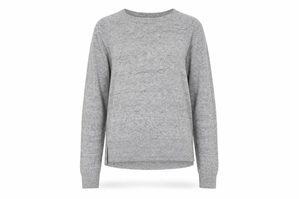 H&M Womens Grey Round Neck Geometric Viscose Pullover Jumper Size S