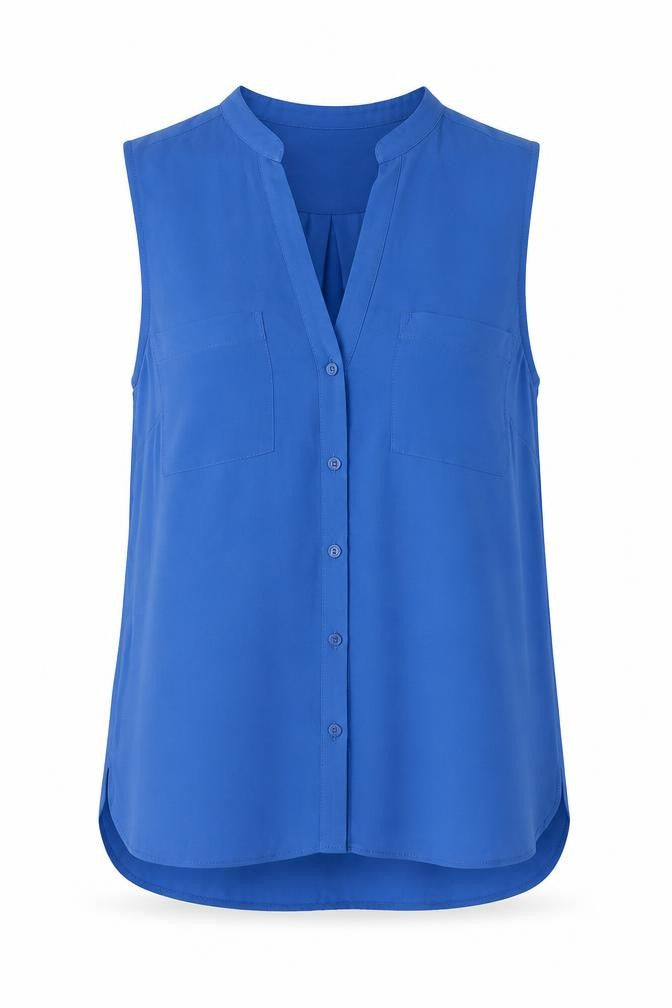 New Look Womens Blue Polyester Basic Button-Up Size 10 V-Neck