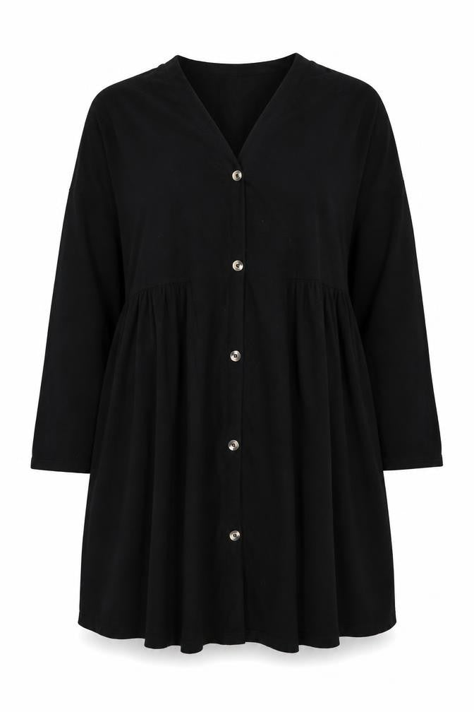 ASOS Womens Black Cotton A-Line Size 10 V-Neck Button