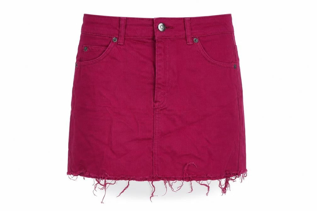 Topshop Womens Purple Cotton Mini Skirt Size 6 Button