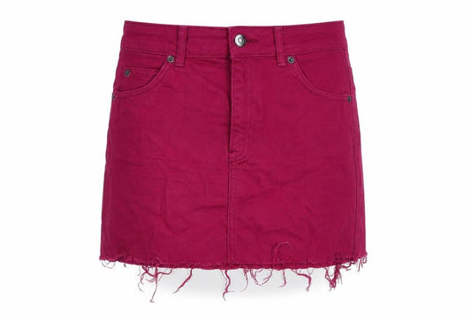 Topshop Womens Purple Cotton Mini Skirt Size 6 Button