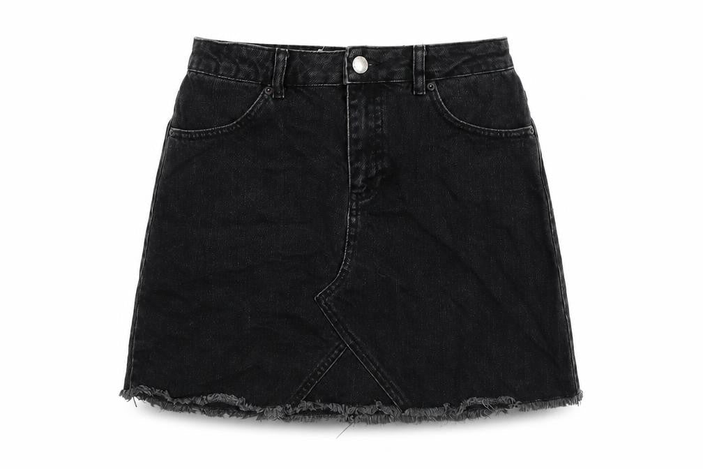 Miss Selfridge Womens Grey Cotton A-Line Skirt Size 10 Button