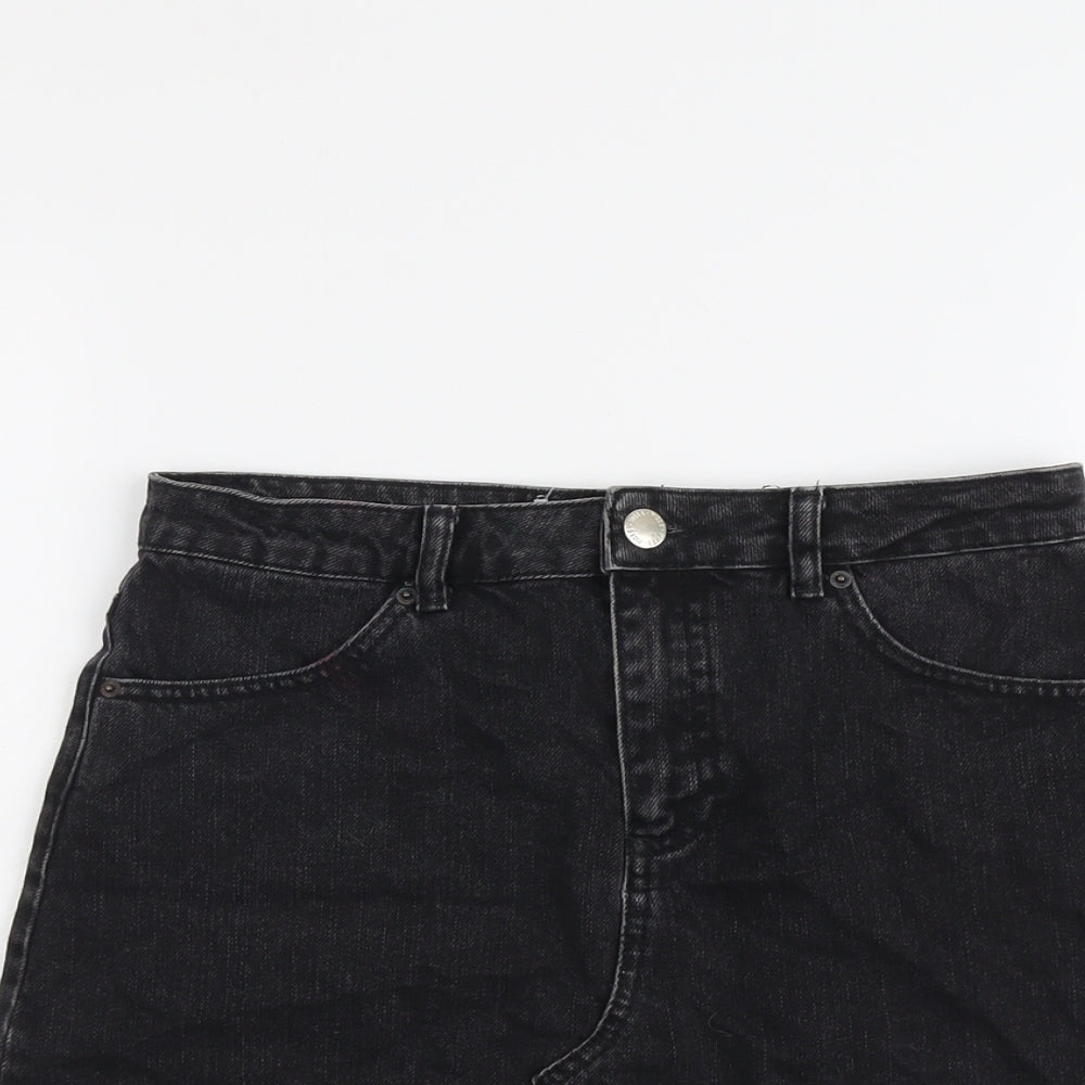 Miss Selfridge Womens Grey Cotton A-Line Skirt Size 10 Button