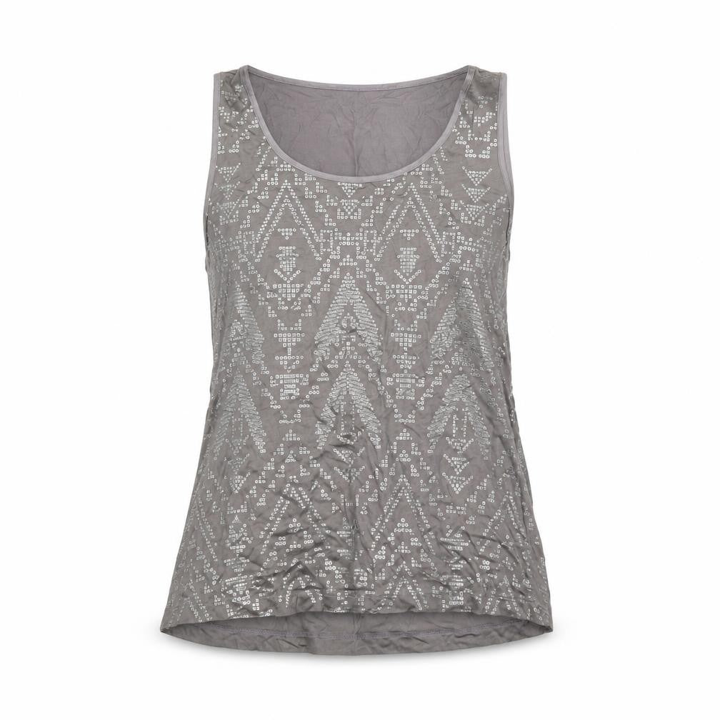 Autograph Womens Grey Geometric Viscose Basic Tank Size 10 Scoop Neck
