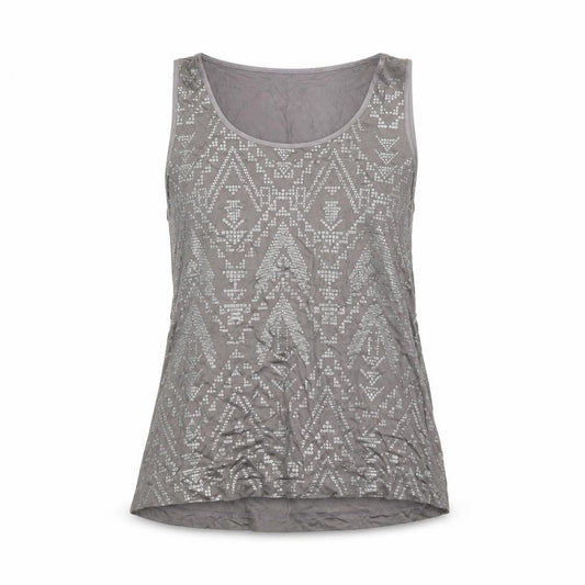 Autograph Womens Grey Geometric Viscose Basic Tank Size 10 Scoop Neck