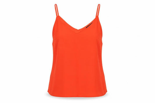 Bonamarché Womens Orange Polyester Basic Tank Size 10 V-Neck