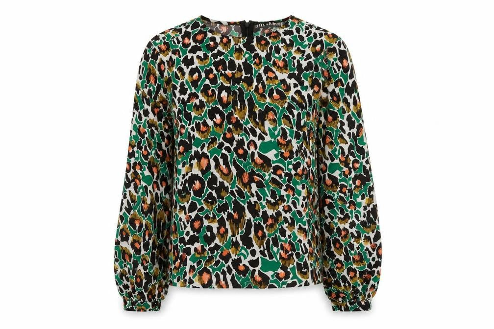 Girl in Mind Womens Multicoloured Animal Print Polyester Basic Blouse Size 8 Boat Neck