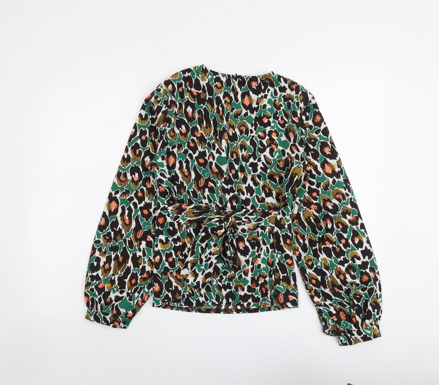Girl in Mind Womens Multicoloured Animal Print Polyester Basic Blouse Size 8 Boat Neck