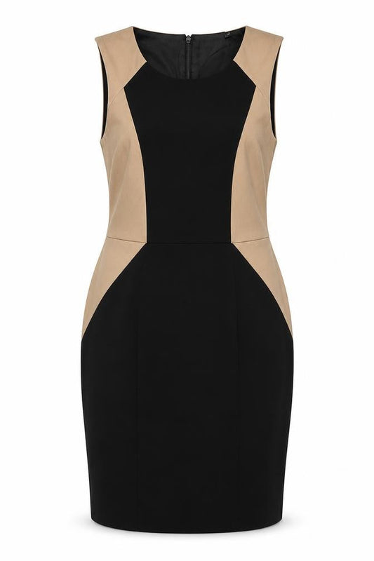 New Look Womens Black Colourblock Polyester Shift Size 12 Round Neck Zip