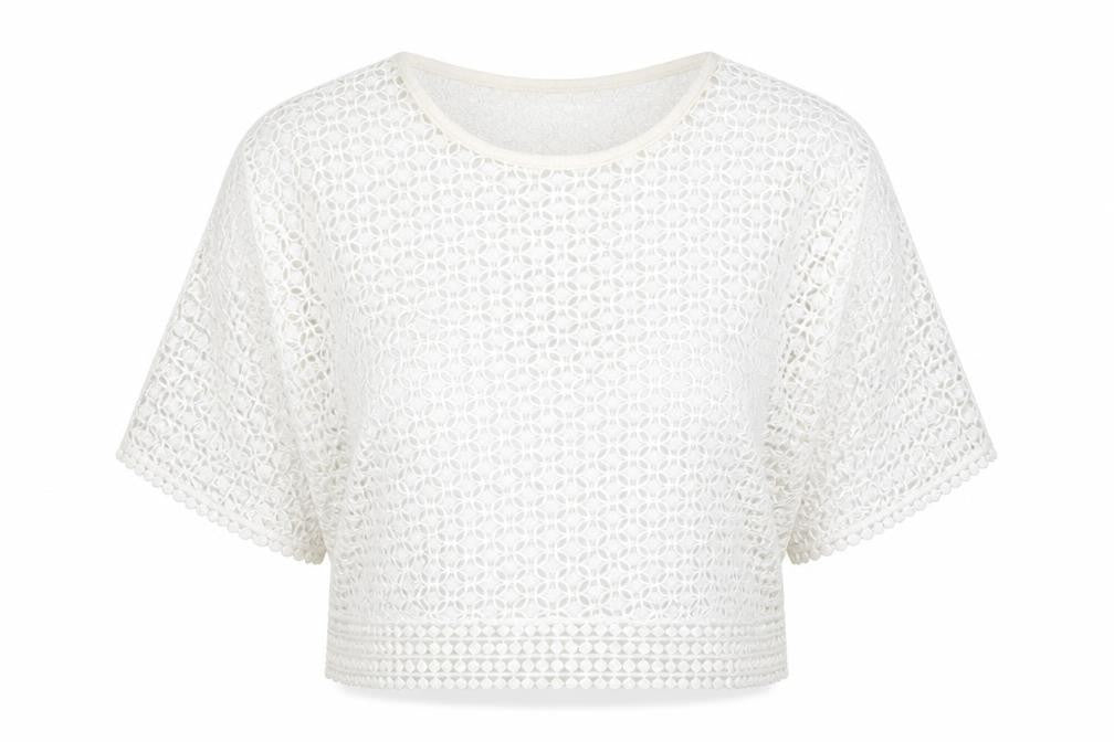 Fashion Womens White Polyester Basic Blouse Size XL Boat Neck - Open Back Angel Sleeve
