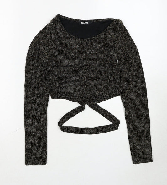 Missguided Womens Gold Round Neck Geometric Polyester Pullover Jumper Size 8