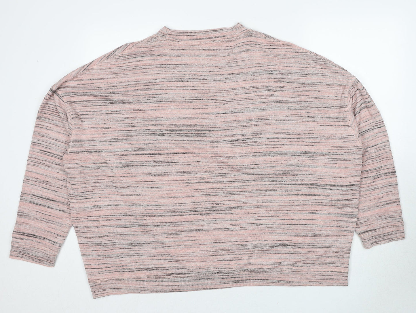 Marks and Spencer Womens Pink Round Neck Geometric Polyester Pullover Jumper Size 24