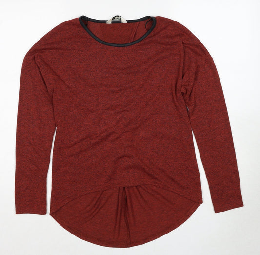 Miss Selfridge Womens Brown Round Neck Geometric Polyester Pullover Jumper Size 8 - Twist Detail