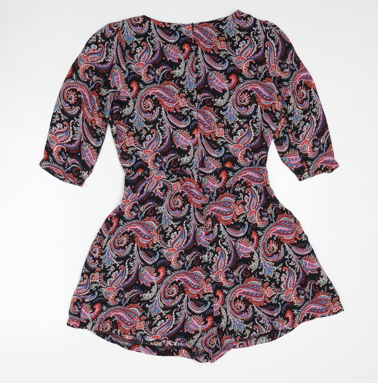 Boohoo Womens Multicoloured Paisley Polyester Playsuit One-Piece Size 8 Zip