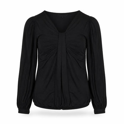 Debenhams Womens Black Polyester Basic Blouse Size 10 V-Neck - Ruched Detail