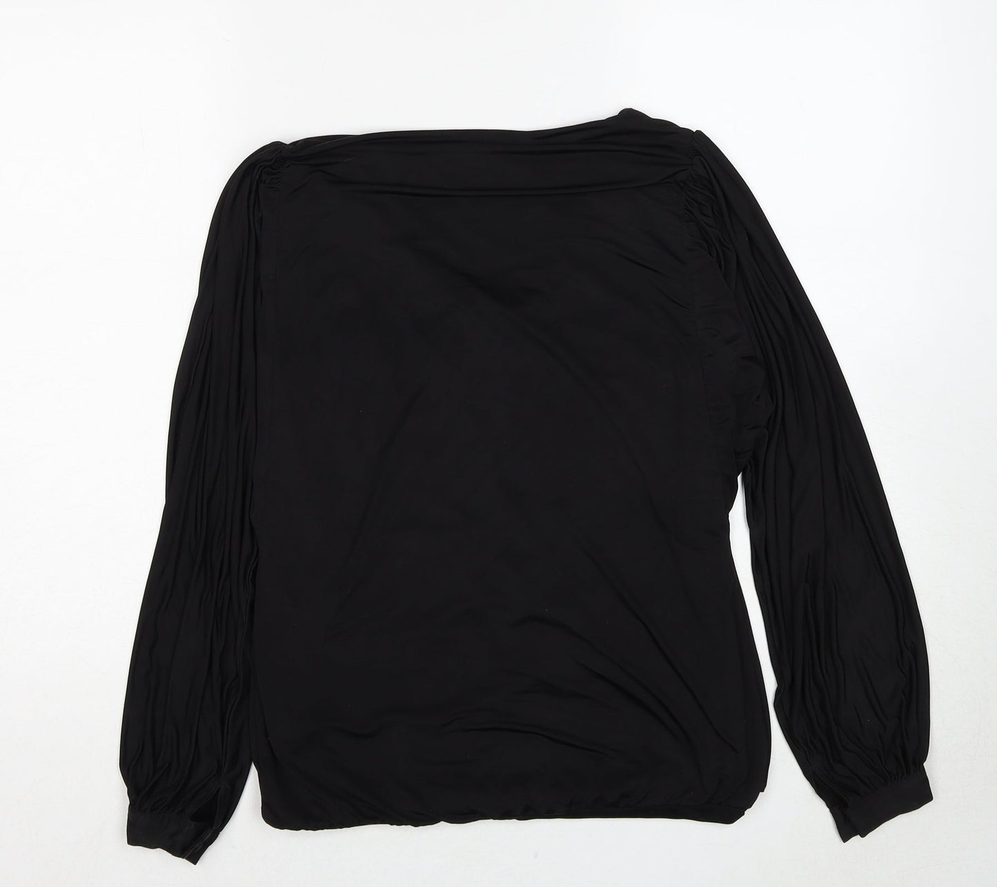 Debenhams Womens Black Polyester Basic Blouse Size 10 V-Neck - Ruched Detail