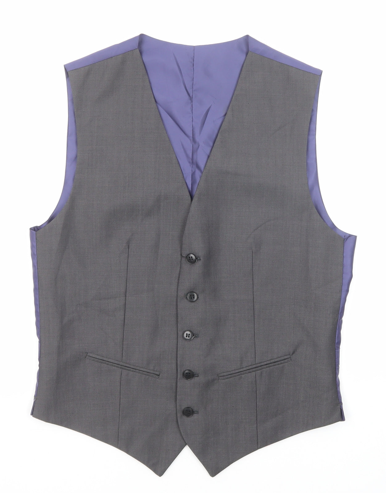 Marks and Spencer Mens Grey Wool Jacket Suit Waistcoat Size 36 Regular