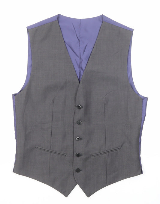 Marks and Spencer Mens Grey Wool Jacket Suit Waistcoat Size 36 Regular