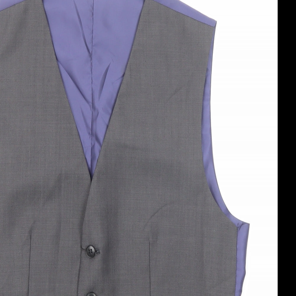 Marks and Spencer Mens Grey Wool Jacket Suit Waistcoat Size 36 Regular